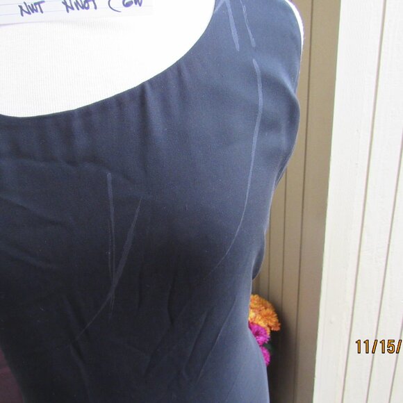 #482  WOMAN'S BLACK CHIFFON SHEATH DRESS BY ELLEN TRACY  (SIZE 16) - Picture 3 of 4